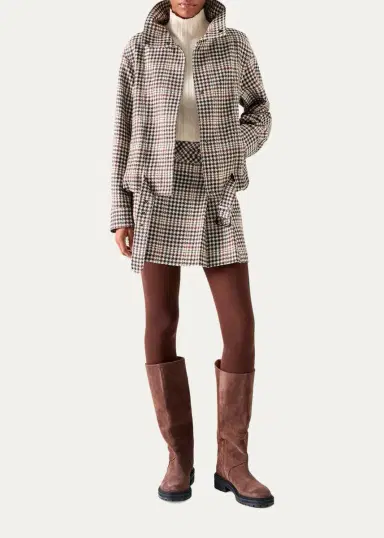 Akris punto Houndstooth Tweed Wool-Blend Blouson Jacket | Thumbnail 2 Akris punto Houndstooth Tweed Wool-Blend Blouson Jacket | Thumbnail 2