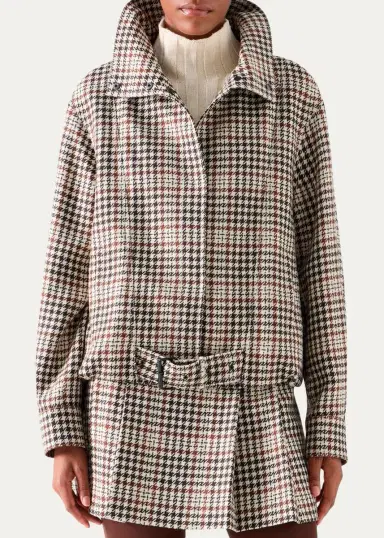 Akris punto Houndstooth Tweed Wool-Blend Blouson Jacket | Thumbnail 4 Akris punto Houndstooth Tweed Wool-Blend Blouson Jacket | Thumbnail 4