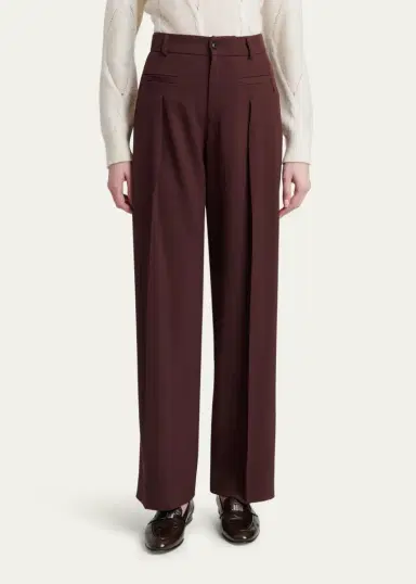 Kiton Pleated Wool-Silk Straight-Leg Trousers | Thumbnail 4 Kiton Pleated Wool-Silk Straight-Leg Trousers | Thumbnail 4