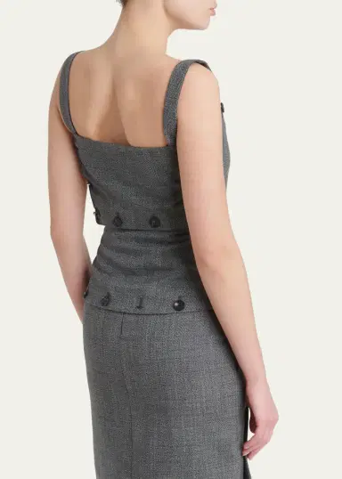 Ferragamo Button-Embellished Mouline Wool Top | Thumbnail 3 Ferragamo Button-Embellished Mouline Wool Top | Thumbnail 3