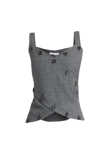 Ferragamo Button-Embellished Mouline Wool Top | Thumbnail 1 Ferragamo Button-Embellished Mouline Wool Top | Thumbnail 1