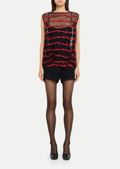 Simone Rocha Bow Embroidered Tulle Boxy Smock Top | Thumbnail 2 Simone Rocha Bow Embroidered Tulle Boxy Smock Top | Thumbnail 2