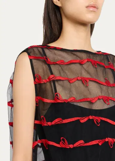 Simone Rocha Bow Embroidered Tulle Boxy Smock Top | Thumbnail 5 Simone Rocha Bow Embroidered Tulle Boxy Smock Top | Thumbnail 5
