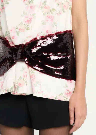 Simone Rocha Boxy Floral Satin Sequined Bow Peplum Top | Thumbnail 5 Simone Rocha Boxy Floral Satin Sequined Bow Peplum Top | Thumbnail 5