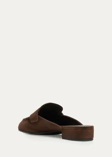 Prada 5mm Suede Penny Loafer Mules | Thumbnail 4 Prada 5mm Suede Penny Loafer Mules | Thumbnail 4