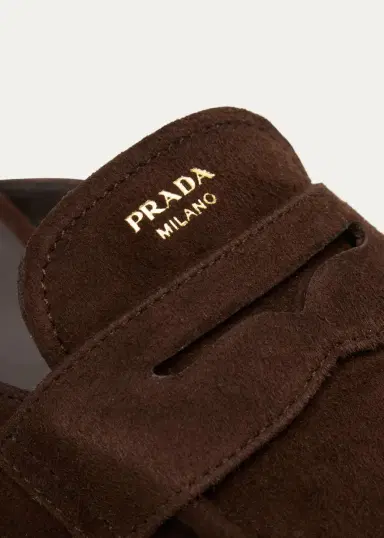 Prada 5mm Suede Penny Loafer Mules | Thumbnail 5 Prada 5mm Suede Penny Loafer Mules | Thumbnail 5