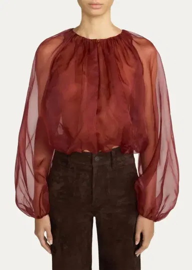 Frame The Sheer Balloon Blouse | Thumbnail 4 Frame The Sheer Balloon Blouse | Thumbnail 4