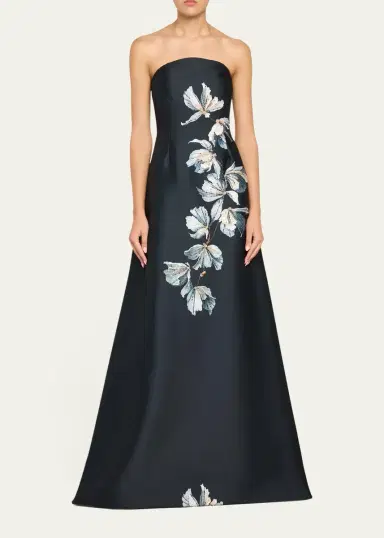 Rickie Freeman for Teri Jon Beaded Floral Mikado A-Line Gown | Thumbnail 2 Rickie Freeman for Teri Jon Beaded Floral Mikado A-Line Gown | Thumbnail 2