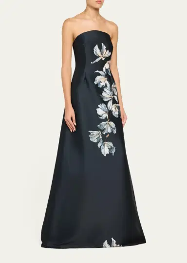 Rickie Freeman for Teri Jon Beaded Floral Mikado A-Line Gown | Thumbnail 4 Rickie Freeman for Teri Jon Beaded Floral Mikado A-Line Gown | Thumbnail 4