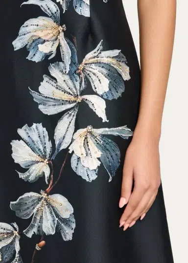 Rickie Freeman for Teri Jon Beaded Floral Mikado A-Line Gown | Thumbnail 5 Rickie Freeman for Teri Jon Beaded Floral Mikado A-Line Gown | Thumbnail 5