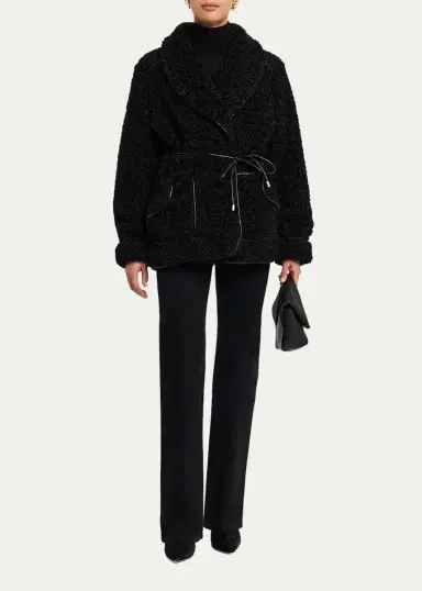 Simkhai Kimia Tie Waist Sherpa Jacket | Thumbnail 2 Simkhai Kimia Tie Waist Sherpa Jacket | Thumbnail 2
