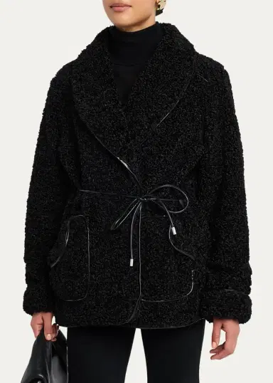 Simkhai Kimia Tie Waist Sherpa Jacket | Thumbnail 4 Simkhai Kimia Tie Waist Sherpa Jacket | Thumbnail 4