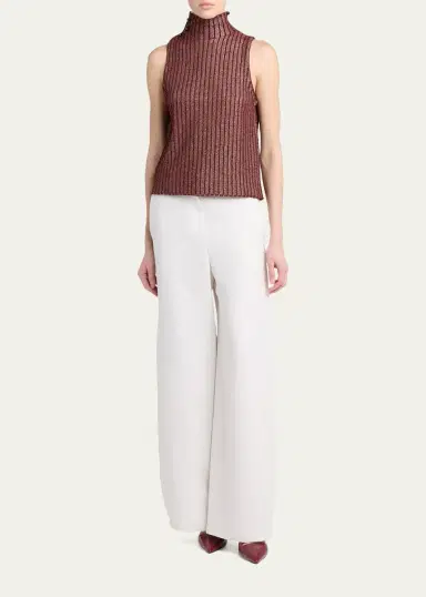 Giorgio Armani Button Turtleneck Rib Knit Tank Top | Thumbnail 2 Giorgio Armani Button Turtleneck Rib Knit Tank Top | Thumbnail 2