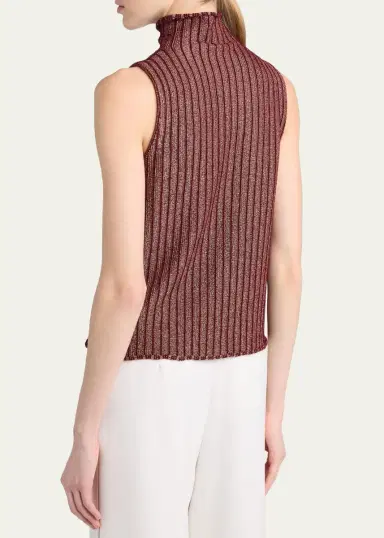 Giorgio Armani Button Turtleneck Rib Knit Tank Top | Thumbnail 3 Giorgio Armani Button Turtleneck Rib Knit Tank Top | Thumbnail 3