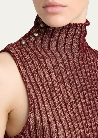 Giorgio Armani Button Turtleneck Rib Knit Tank Top | Thumbnail 5 Giorgio Armani Button Turtleneck Rib Knit Tank Top | Thumbnail 5