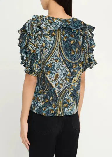 Ulla Johnson Josephine Paisley Flutter-Sleeve Blouse | Thumbnail 3 Ulla Johnson Josephine Paisley Flutter-Sleeve Blouse | Thumbnail 3