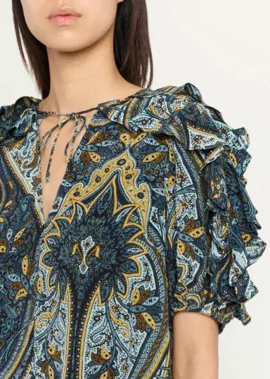 Ulla Johnson Josephine Paisley Flutter-Sleeve Blouse | Thumbnail 5 Ulla Johnson Josephine Paisley Flutter-Sleeve Blouse | Thumbnail 5