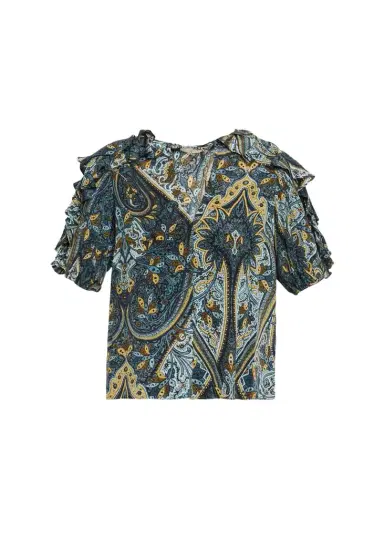 Ulla Johnson Josephine Paisley Flutter-Sleeve Blouse | Thumbnail 1 Ulla Johnson Josephine Paisley Flutter-Sleeve Blouse | Thumbnail 1