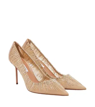 Aquazzura Soft Sky embellished tulle and satin pumps | Thumbnail 1 Aquazzura Soft Sky embellished tulle and satin pumps | Thumbnail 1