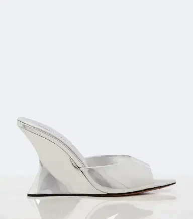Aquazzura Bisous mirrored leather wedge mules | Thumbnail 4 Aquazzura Bisous mirrored leather wedge mules | Thumbnail 4