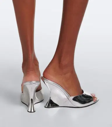 Aquazzura Bisous mirrored leather wedge mules | Thumbnail 6 Aquazzura Bisous mirrored leather wedge mules | Thumbnail 6