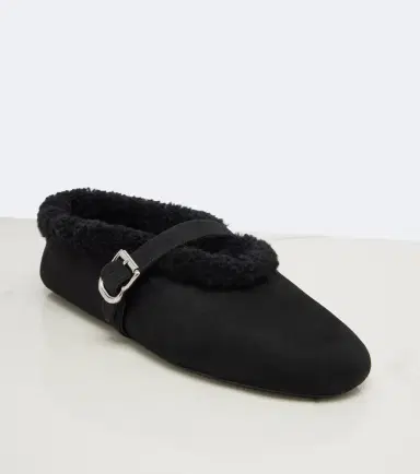 Alaïa Alaïa Shearling-trimmed suede Mary Jane flats | Thumbnail 2 Alaïa Alaïa Shearling-trimmed suede Mary Jane flats | Thumbnail 2