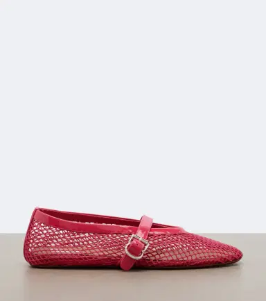Alaïa Alaïa Leather-trimmed fishnet Mary Jane flats | Thumbnail 2 Alaïa Alaïa Leather-trimmed fishnet Mary Jane flats | Thumbnail 2