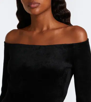 Alaïa Alaïa Off-shoulder velvet bodysuit | Thumbnail 4 Alaïa Alaïa Off-shoulder velvet bodysuit | Thumbnail 4