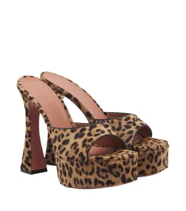 Amina Muaddi Dalida calf hair platform mules | Thumbnail 1 Amina Muaddi Dalida calf hair platform mules | Thumbnail 1