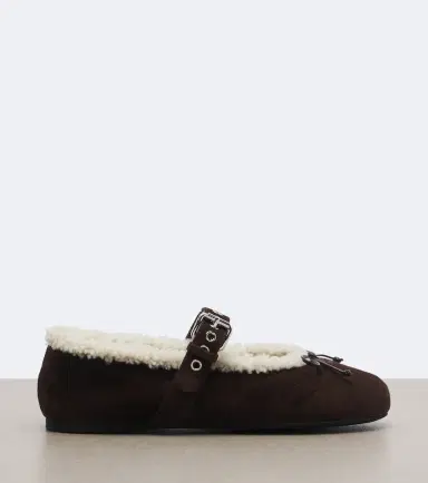 Miu Miu Shearling-lined suede ballet flats | Thumbnail 4 Miu Miu Shearling-lined suede ballet flats | Thumbnail 4
