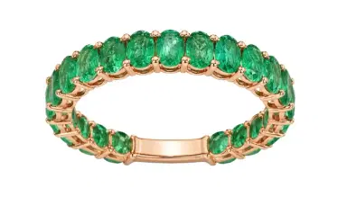 Wish Fine Jewelry 4.79ct Emerald 18K Gold Almost Eternity Band Ring | Thumbnail 1 Wish Fine Jewelry 4.79ct Emerald 18K Gold Almost Eternity Band Ring | Thumbnail 1