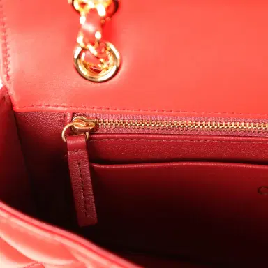 Chanel Chanel Medium East West Flap Bag Red Lambskin Gold Hardware | Thumbnail 9 Chanel Chanel Medium East West Flap Bag Red Lambskin Gold Hardware | Thumbnail 9