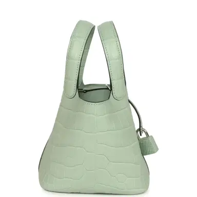 HERMÈS Hermes Micro Picotin Lock 14 Vert D'Eau Matte Alligator Palladium Hardware | Thumbnail 3 HERMÈS Hermes Micro Picotin Lock 14 Vert D'Eau Matte Alligator Palladium Hardware | Thumbnail 3