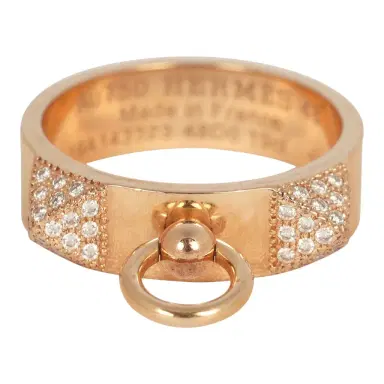 HERMÈS Pre-owned Hermes Collier de Chien Ring PM 18K Rose Gold, Diamonds | Thumbnail 1 HERMÈS Pre-owned Hermes Collier de Chien Ring PM 18K Rose Gold, Diamonds | Thumbnail 1
