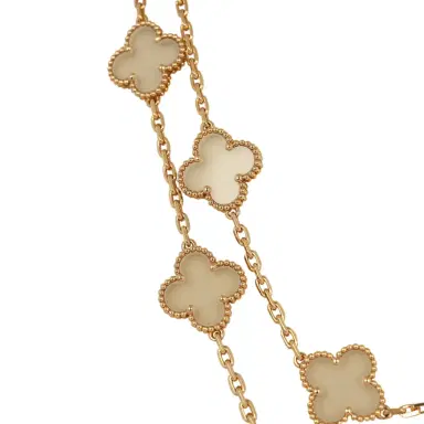 Van Cleef & Arpels Pre-owned Van Cleef & Arpels Vintage Alhambra Clear Rock Candy Crystal 20 Motif Long Necklace 18K | Thumbnail 2 Van Cleef & Arpels Pre-owned Van Cleef & Arpels Vintage Alhambra Clear Rock Candy Crystal 20 Motif Long Necklace 18K | Thumbnail 2