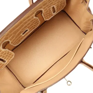 HERMÈS Vintage Hermes Birkin 30 Ficelle Shiny Porosus Crocodile Palladium Hardware | Thumbnail 8 HERMÈS Vintage Hermes Birkin 30 Ficelle Shiny Porosus Crocodile Palladium Hardware | Thumbnail 8