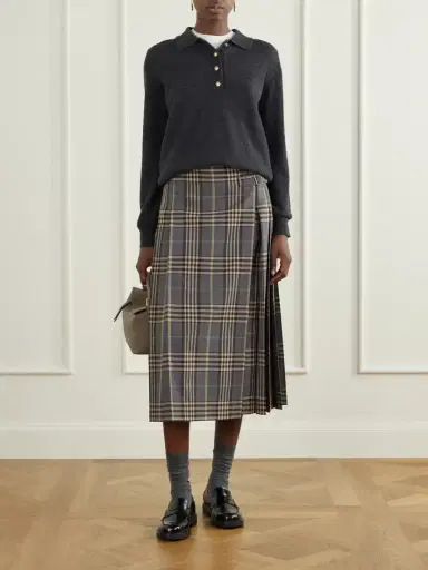 Burberry Pleated Checked Wool Midi Skirt | Thumbnail 2 Burberry Pleated Checked Wool Midi Skirt | Thumbnail 2