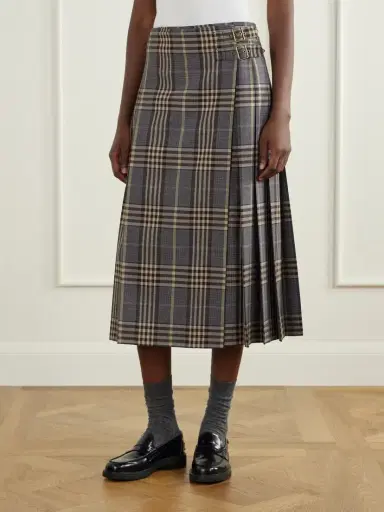 Burberry Pleated Checked Wool Midi Skirt | Thumbnail 3 Burberry Pleated Checked Wool Midi Skirt | Thumbnail 3