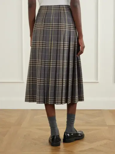 Burberry Pleated Checked Wool Midi Skirt | Thumbnail 4 Burberry Pleated Checked Wool Midi Skirt | Thumbnail 4