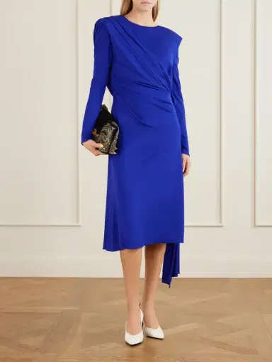 Versace Draped Satin Midi Dress | Thumbnail 2 Versace Draped Satin Midi Dress | Thumbnail 2