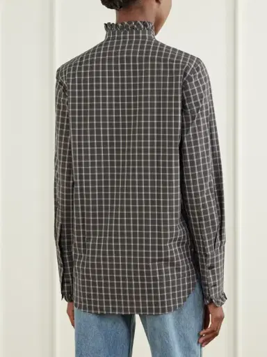 Nili Lotan Elio Ruffled Checked Cotton Shirt | Thumbnail 4 Nili Lotan Elio Ruffled Checked Cotton Shirt | Thumbnail 4