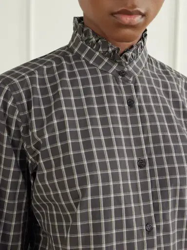Nili Lotan Elio Ruffled Checked Cotton Shirt | Thumbnail 5 Nili Lotan Elio Ruffled Checked Cotton Shirt | Thumbnail 5