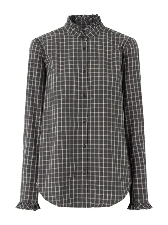 Elio Ruffled Checked Cotton Shirt Elio Ruffled Checked Cotton Shirt