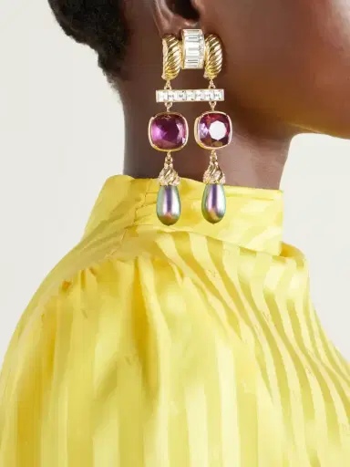 Valentino Garavani Hypergoutte Gold-tone, Crystal And Resin Earrings | Thumbnail 2 Valentino Garavani Hypergoutte Gold-tone, Crystal And Resin Earrings | Thumbnail 2