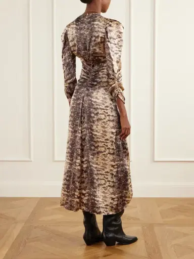 Isabel Marant Albini Gathered Asymmetric Snake-print Silk Midi Dress | Thumbnail 3 Isabel Marant Albini Gathered Asymmetric Snake-print Silk Midi Dress | Thumbnail 3