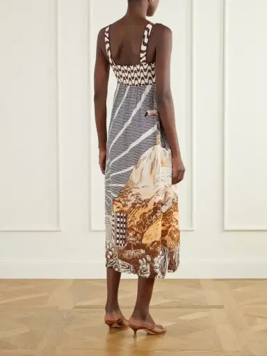 Farm Rio Mixed Carioca Coffee Scarves Printed Voile Midi Dress | Thumbnail 3 Farm Rio Mixed Carioca Coffee Scarves Printed Voile Midi Dress | Thumbnail 3