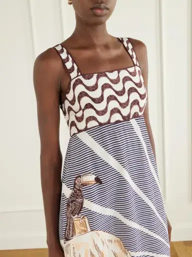 Farm Rio Mixed Carioca Coffee Scarves Printed Voile Midi Dress | Thumbnail 4 Farm Rio Mixed Carioca Coffee Scarves Printed Voile Midi Dress | Thumbnail 4