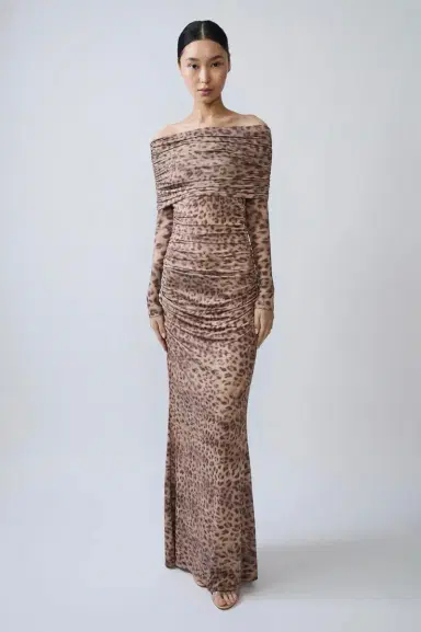 Lapointe Printed Jersey Off The Shoulder Gown | Thumbnail 1 Lapointe Printed Jersey Off The Shoulder Gown | Thumbnail 1