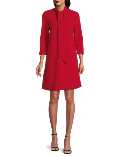 Ming Wang Women's x Tanya Foster Tie-Neck Deco Stretch-Crepe Tent Dress | Thumbnail 2 Ming Wang Women's x Tanya Foster Tie-Neck Deco Stretch-Crepe Tent Dress | Thumbnail 2