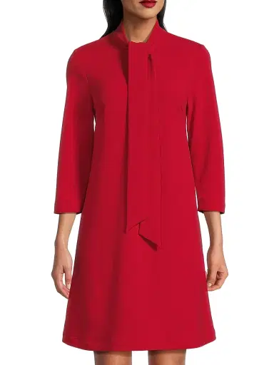 Ming Wang Women's x Tanya Foster Tie-Neck Deco Stretch-Crepe Tent Dress | Thumbnail 3 Ming Wang Women's x Tanya Foster Tie-Neck Deco Stretch-Crepe Tent Dress | Thumbnail 3